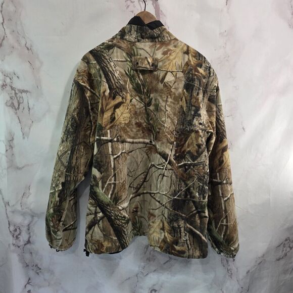 Habit Jacket Mens Large Camo Fleece Hunting Coat Zip Woodland Forest Quiet - Picture 5 of 12